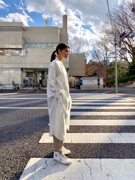 「ROBES&CONFECTIONS（ローブスコンフェクションズ）のRobes&Confections/ローブス&コンフェクションズ/French Linen Slit Caftan/フレンチリネンスリットカフタン/CRC-D02-303（シャツワンピース）」を使った、53himiさん（レディース・161cm）の春コーディネート