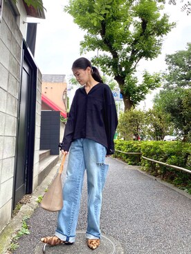「Magnu（マヌー）のMagnu/マヌー/Tee Pee pouch（ハンドバッグ）」を使った、53himiさん（レディース・161cm）の夏コーディネート