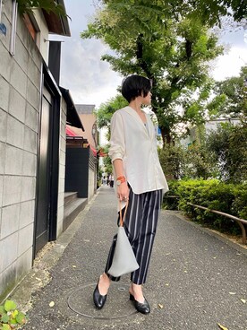 「Magnu（マヌー）のMagnu/マヌー/Tee Pee pouch（ハンドバッグ）」を使った、53himiさん（レディース・161cm）の夏コーディネート