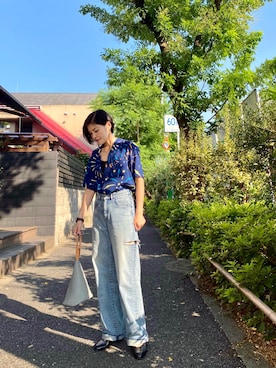 「Magnu（マヌー）のMagnu/マヌー/Tee Pee pouch（ハンドバッグ）」を使った、53himiさん（レディース・161cm）の夏コーディネート