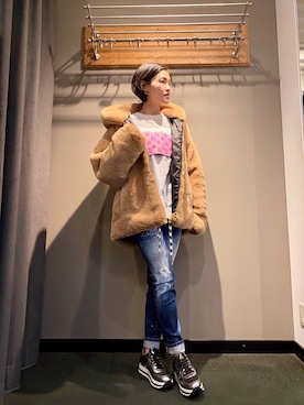 「DSQUARED2（ディースクエアード）のアイテム」を使った、53himiさん（レディース・161cm）の秋コーディネート