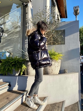「WOOLRICH（ウールリッチ）のアイテム（ジャケット/アウター）」を使った、53himiさん（レディース・161cm）の冬コーディネート