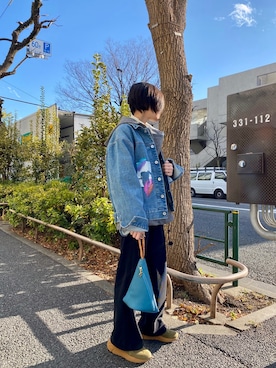 「Magnu（マヌー）のMagnu/マヌー/Tee Pee pouch（ハンドバッグ）」を使った、53himiさん（レディース・161cm）の冬コーディネート