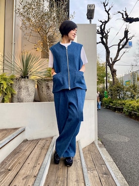 「URU（ウル）のアイテム（ベスト）」を使った、53himiさん（レディース・161cm）の冬コーディネート