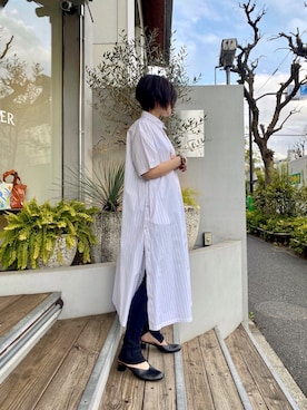 「ROBES&CONFECTIONS（ローブスコンフェクションズ）のアイテム（シャツワンピース）」を使った、53himiさん（レディース・161cm）の春コーディネート