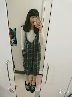 「OLIVE des OLIVE（オリーブデオリーブ）のアイテム（サロペット/オーバーオール）」を使った、いちさん🐻さん（レディース・163cm）の春コーディネート