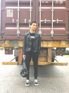 「アイテム（ライダースジャケット）」を使った、KOLLEN8さん（メンズ・178cm・20代）の冬コーディネート