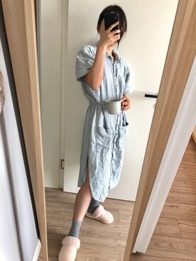 「PULL&BEAR（プルアンドベア）のアイテム（ワンピース/ドレス）」を使った、邱喵喵さん（レディース・156cm）の春コーディネート