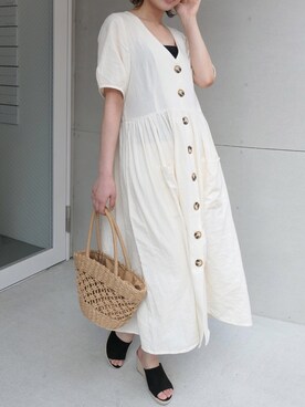 「カコバッグ」｜「アイテム（シャツワンピース）」を使った、あかねさん（レディース・164cm）の春コーディネート