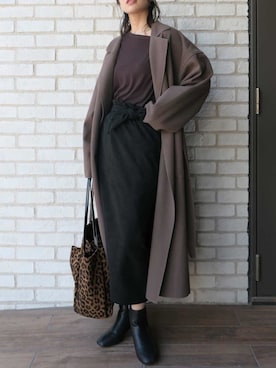 「ナロースカート」｜「アイテム（チェスターコート）」を使った、あかねさん（レディース・164cm）の秋コーディネート