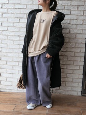 「CORNERS（コーナーズ）のボアロングブルゾン（ブルゾン）」を使った、あかねさん（レディース・164cm）の冬コーディネート