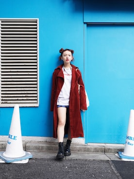 「STUSSY（ステューシー）のアイテム（チェスターコート）」を使った、Droptokyoさん（レディース・165cm）の冬コーディネート
