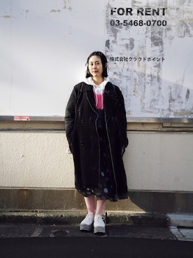「Yohji Yamamoto（ヨウジヤマモト）のアイテム（チェスターコート）」を使った、Droptokyoさん（レディース・165cm）の冬コーディネート