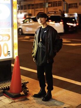 「WHATEVER（ファットエバー）のアイテム」を使った、Droptokyoさん（レディース・160cm）の冬コーディネート