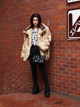 「MOTEL（モーテル）のアイテム」を使った、Droptokyoさん（レディース・165cm）の冬コーディネート