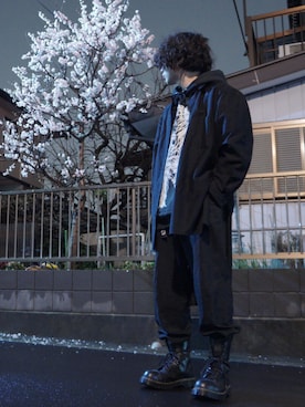「Yohji Yamamoto（ヨウジヤマモト）のアイテム（パーカー）」を使った、randolejdkaさん（メンズ・170cm）の春コーディネート