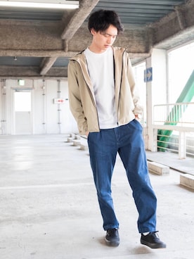 「アイテム（マウンテンパーカー）」を使った、やっちさん（メンズ・169cm）の春コーディネート