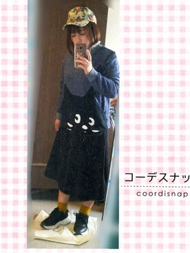 「にゃー」｜「アイテム（キャップ）」を使った、ゆんさん（レディース・152cm）の春コーディネート