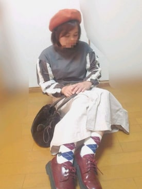 「POU DOU DOU（プードゥドゥ）のアイテム（ハンチング/ベレー帽）」を使った、ゆんさん（レディース・154cm）の秋コーディネート