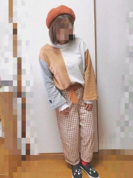 「POU DOU DOU（プードゥドゥ）のアイテム（ハンチング/ベレー帽）」を使った、ゆんさん（レディース・154cm）の冬コーディネート