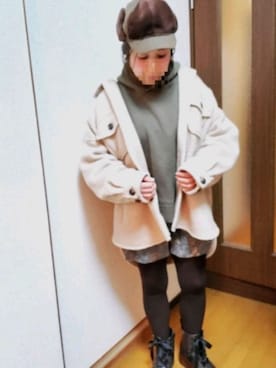 「AMERICAN HOLIC（アメリカンホリック）のフード付裏毛プルオーバー（パーカー）」を使った、ゆんさん（レディース・154cm）の冬コーディネート