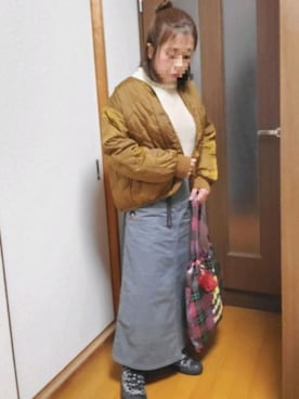 「にゃー」｜「アイテム（ノーカラージャケット）」を使った、ゆんさん（レディース・154cm）の冬コーディネート