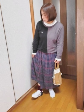 「チドリ柄」｜「アイテム（スニーカー）」を使った、ゆんさん（レディース・154cm）の冬コーディネート