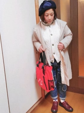 「にゃー」｜「アイテム（その他アウター）」を使った、ゆんさん（レディース・154cm）の冬コーディネート