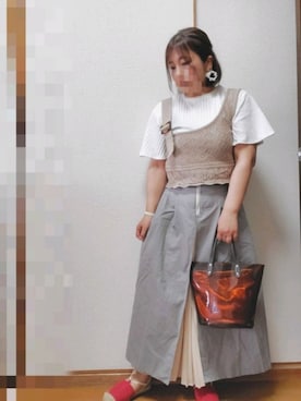 「ぽっちゃり、夏」｜「アイテム（スカート）」を使った、ゆんさん（レディース・154cm）の夏コーディネート