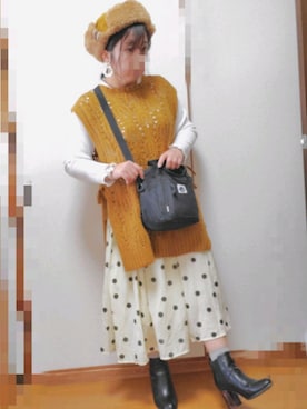 「チャイハネ（チャイハネ）のアイテム（キャップ）」を使った、ゆんさん（レディース・154cm）の秋コーディネート