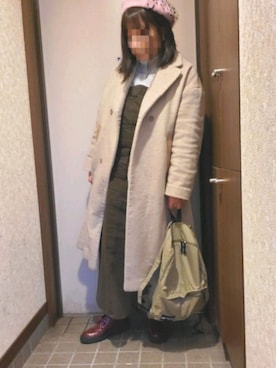 「POU DOU DOU（プードゥドゥ）のアイテム（チェスターコート）」を使った、ゆんさん（レディース・154cm）の冬コーディネート