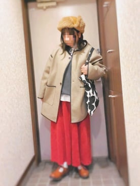 「チャイハネ（チャイハネ）のアイテム（キャップ）」を使った、ゆんさん（レディース・154cm）の冬コーディネート