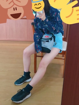 「BUBBLES（バブルス）のアイテム（パンツ）」を使った、あかりん ご。さん（レディース・155cm）の春コーディネート