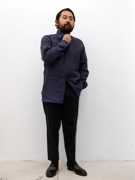 「ALLEGE（アレッジ）のアイテム」を使った、鎌田貴雄さん（メンズ・170cm）の春コーディネート