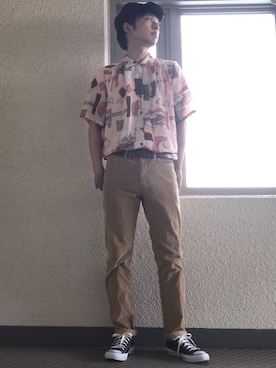 「フォローミー」｜「アイテム（キャスケット）」を使った、ポチ@BASE出品中‼️さん（メンズ・171cm）の春コーディネート