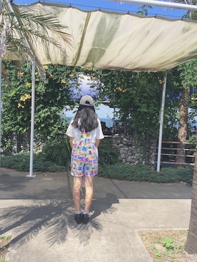 「Panamaboy（パナマボーイ）のアイテム（オールインワン・サロペット）」を使った、리코さん（レディース・158cm）の夏コーディネート