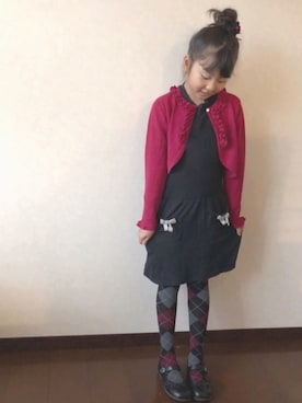 「アイテム（カーディガン/ボレロ）」を使った、miyamamaさん（キッズ・127cm）の秋コーディネート