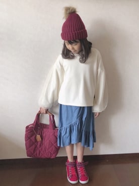 「DAISO（DAISO）のアイテム（帽子）」を使った、miyamamaさん（キッズ・127cm）の秋コーディネート