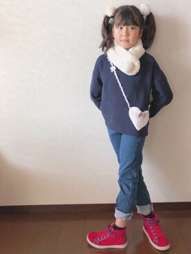「GU（ジーユー）のアイテム」を使った、miyamamaさん（キッズ・127cm）の秋コーディネート