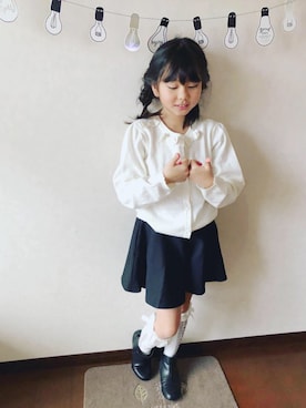 「アイテム（カーディガン/ボレロ）」を使った、miyamamaさん（キッズ・127cm）の冬コーディネート