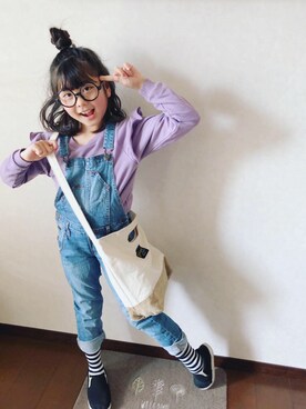 「GAP（ギャップ）のアイテム（サロペット/オーバーオール）」を使った、miyamamaさん（キッズ・127cm）の冬コーディネート