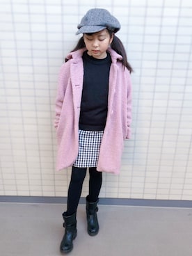 「GU（ジーユー）のアイテム」を使った、miyamamaさん（キッズ・135cm）の冬コーディネート