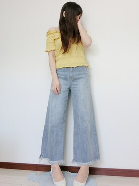 「MERCURYDUO（マーキュリーデュオ）のアイテム（デニムパンツ）」を使った、atsukonokoさん（レディース・156cm）の春コーディネート