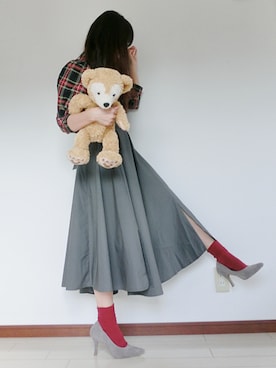 「タータンチェック」｜「アイテム（ラッピングキット）」を使った、atsukonokoさん（レディース・156cm）の秋コーディネート