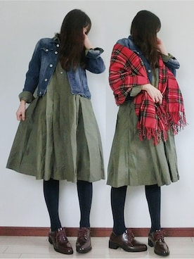 「タータンチェック」｜atsukonokoさん（レディース・156cm）の秋コーディネート