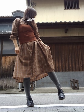 「ドレスシューズ」｜「アイテム（シャツワンピース）」を使った、atsukonokoさん（レディース・156cm）の秋コーディネート