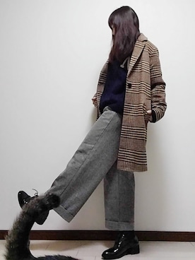 「Samansa Mos2 blue（サマンサモスモスブルー）のアイテム（ステンカラーコート）」を使った、atsukonokoさん（レディース・156cm）の冬コーディネート