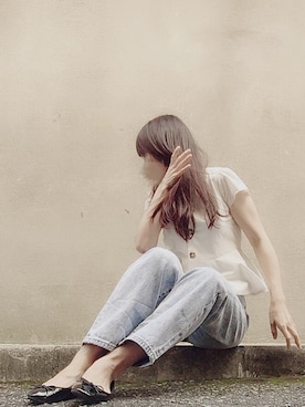 「ハイウエストストレートジーンズ」｜atsukonokoさん（レディース・155cm）の夏コーディネート