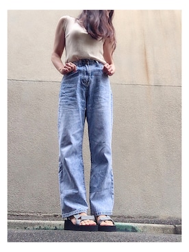 「ハイウエストストレートジーンズ」｜atsukonokoさん（レディース・155cm）の夏コーディネート