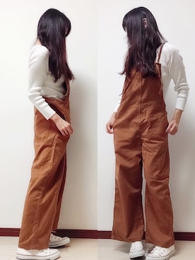 「Samansa Mos2 blue（サマンサモスモスブルー）のアイテム（オールインワン・サロペット）」を使った、atsukonokoさん（レディース・156cm）の秋コーディネート